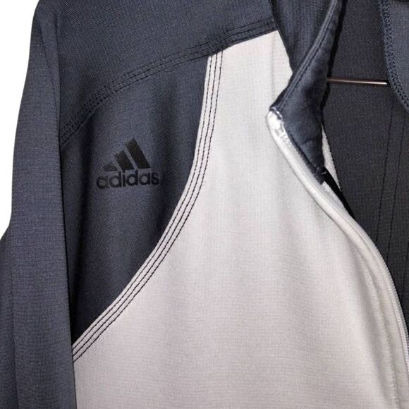 Adidas Mens Climawarm Jacket Size Large 1/4 Zip Front Gray White Long Sleeves - Picture 4 of 11